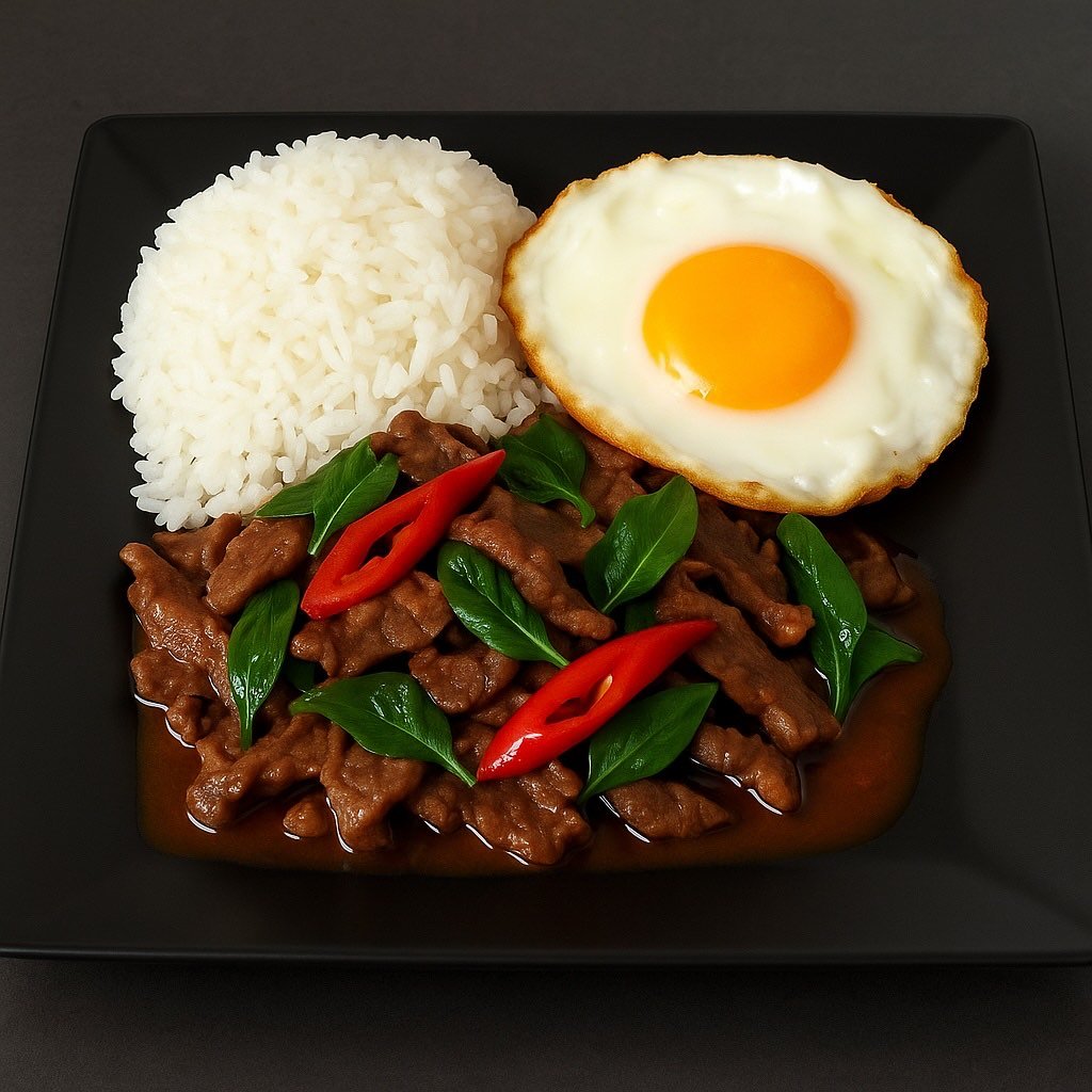 Riz au Bœuf Basilic, Œuf Frit